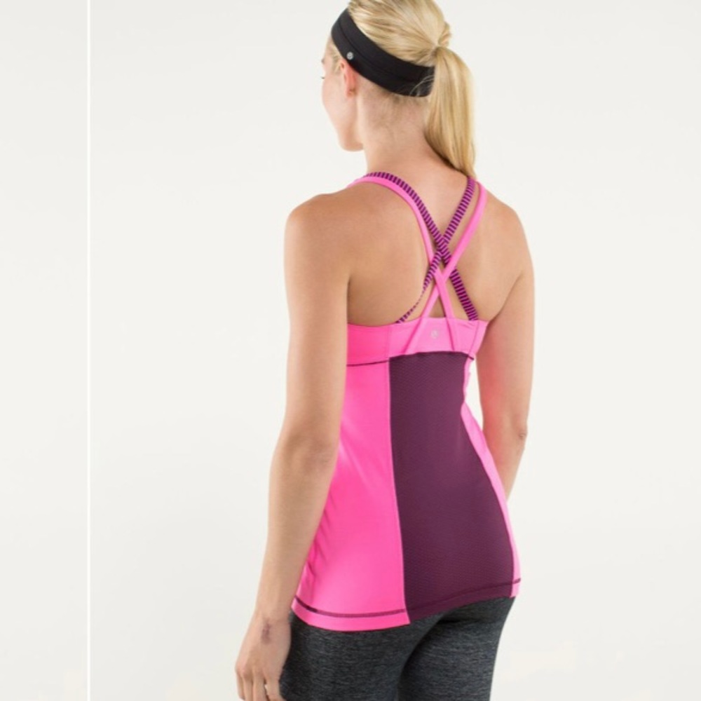 Pink & Plum Striped Lululemon Energy Tank, 12